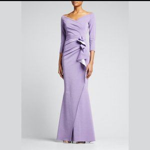 CHIARA BONI LA PETITE ROBE Silveria Off-Shoulder Side-Drape Gown - GREAT conditi